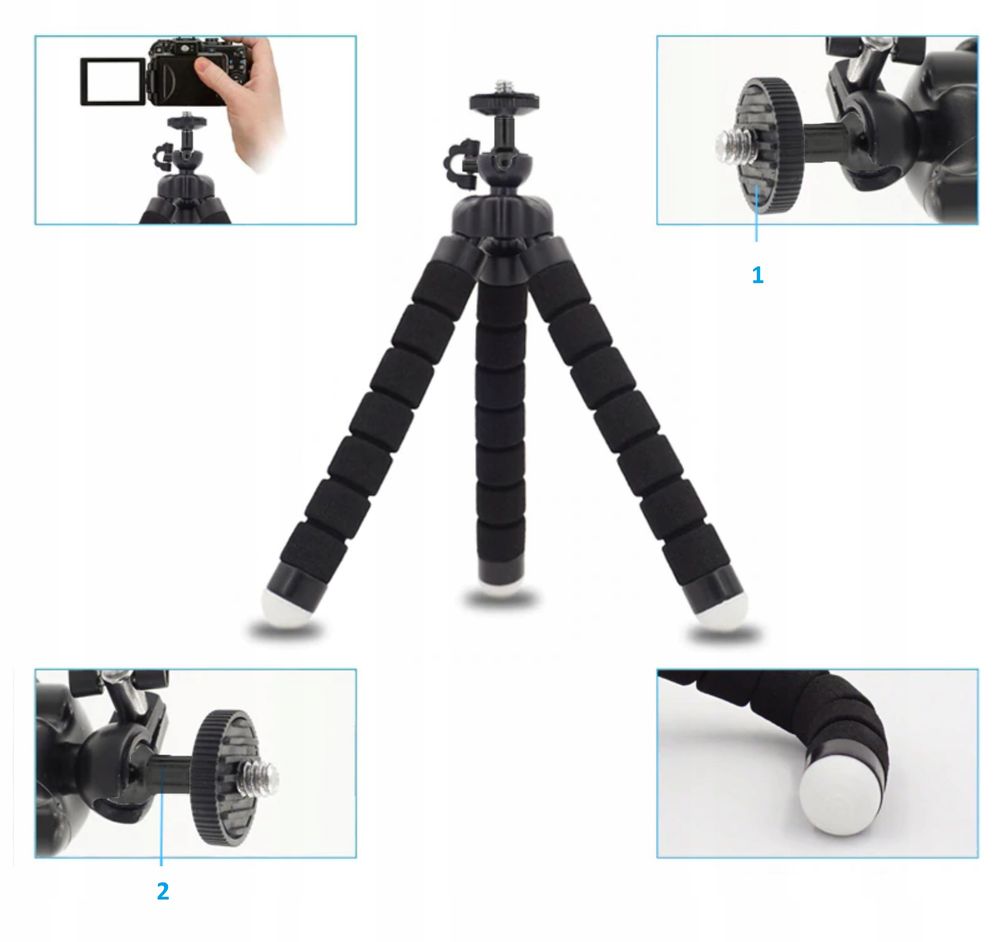 Flexibles Handy Stativ TronicXL Smartphone Stativ Tisch - Flexibles Dreibein Für Handys 6-9cm Breite Selfie Stick Samsung