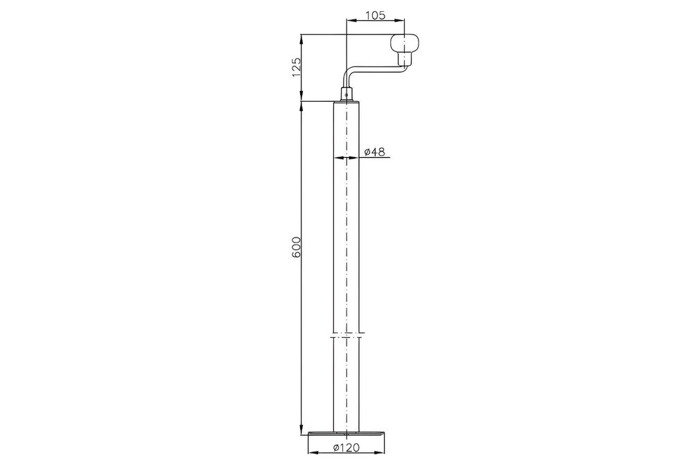 Výsuvná podpera kľuky WINTERHOFF ST48-120 pre 150 kg príves 600-820 mm