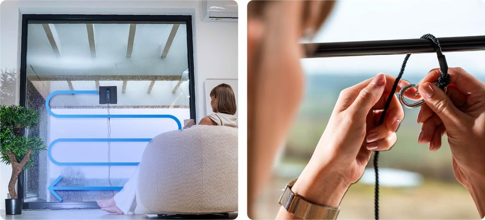 ROBOWAY RW-5 Fensterputzroboter, 3000 Pa Saugkraft, Ultraschall-Sprühfunktion, BLDC-Motor, UPS-Sicherheitssystem, Fernbedienung