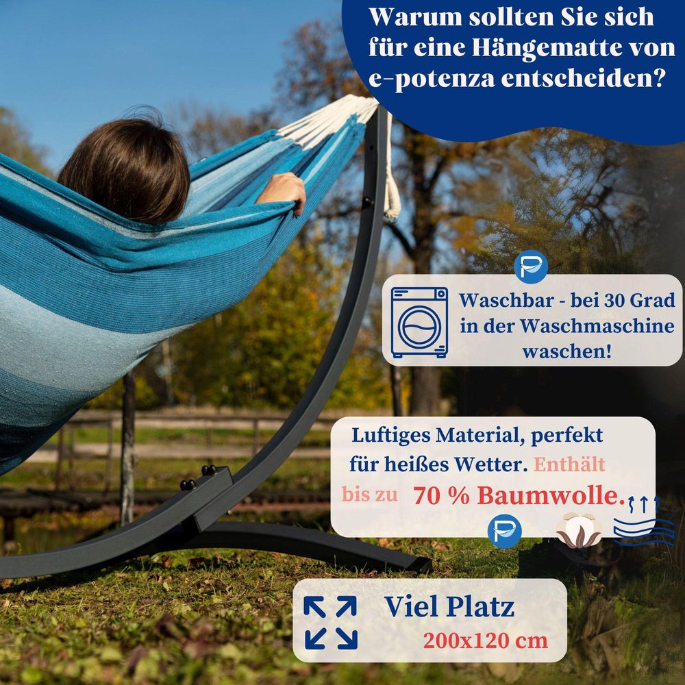 Potenza Outdoor Hängematte mit Kompakt Gestell für 2 Personen