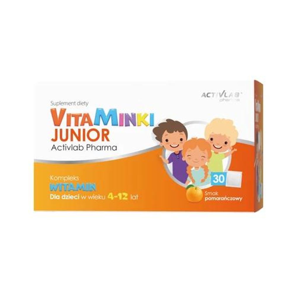 Activlab Pharma VitaMINKI Junior, 30 Tütchen Orange, Vitaminset für Kinder, Vitamin A, D, E, C, B6, B12