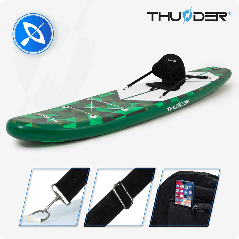 THUNDER Camo Stand Up Paddle Board 350x81x15 cm Grün Schwarz bis 150 kg