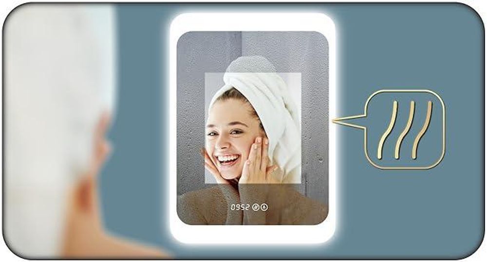 HOKO miroir mural LED 50x70 cm - Miroir de salle de bain moderne avec éclairage & horloge digitale
