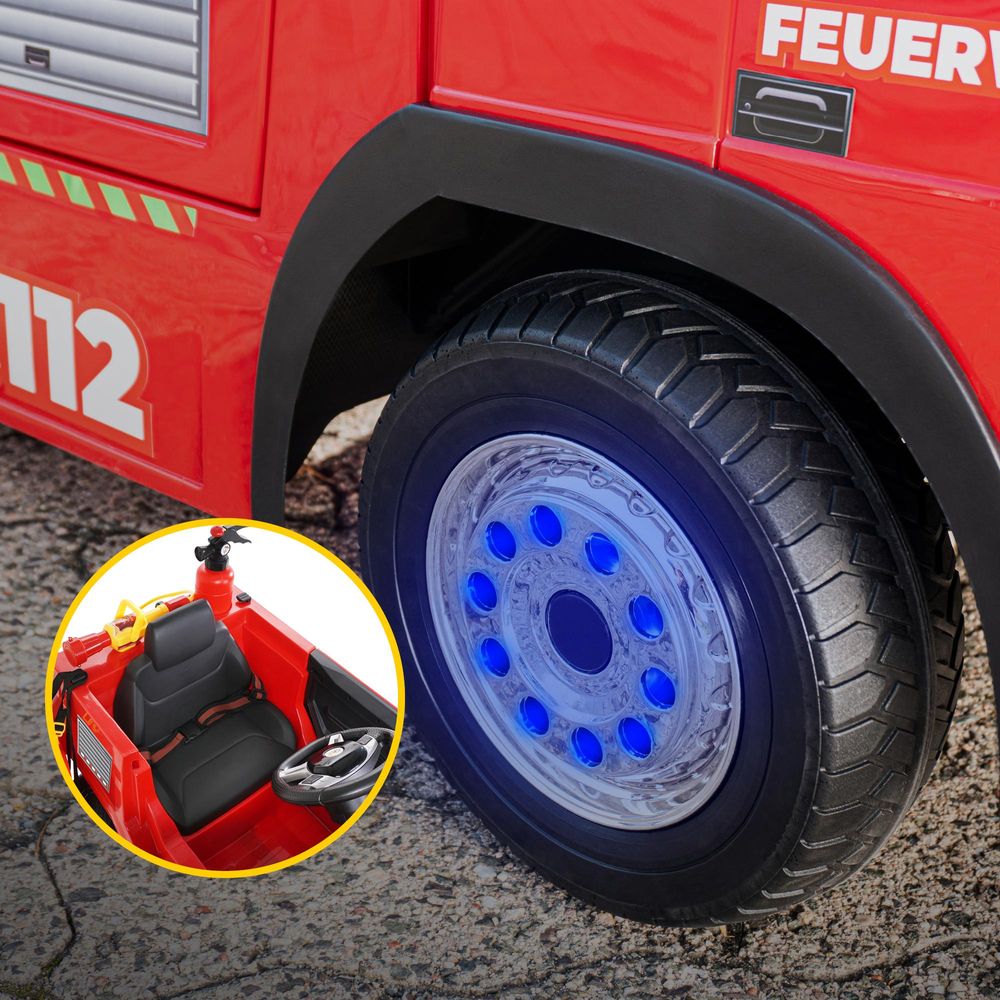 Actionbikes Motors Elektro Feuerwehr Auto| Feuerwehrauto Kinderauto - Bremsautomatik - Kinder Fahrzeug - Sirene & Blaulicht - Bluetooth - ab 3 Jahre
