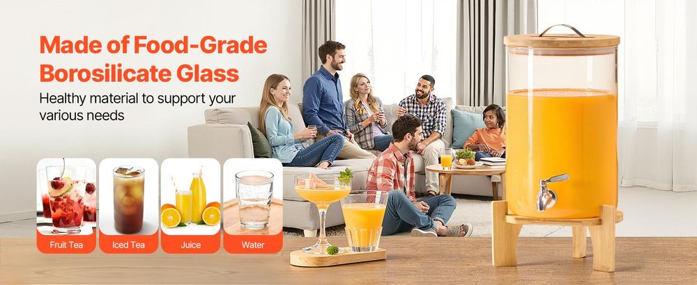 VEVOR Getränkespender, 11,4 Liter Getränkespender für Partys, Kunststoff-Saftspender mit Auslauf und Deckel, Eistee-Limonade-Saft-Wasserspender, für Restaurants, Hotels, Partys, 2er-Pack, 8 L