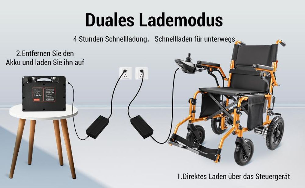 Elektrorollstuhl faltbar, leichter Faltrollstuhl mit Joystick, Armlehnen, Fußstützen, Sicherheitsgurt, für Erwachsene, Zuhause und Pflege