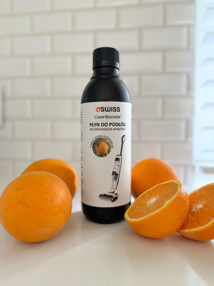 4Swiss CleanBooster Bodenreiniger Süße Orange 0,5l - Wischsauger Reinigungsmittel Hartbodenreiniger Konzentrat Saugwischer Zubehör Tierfreundlich
