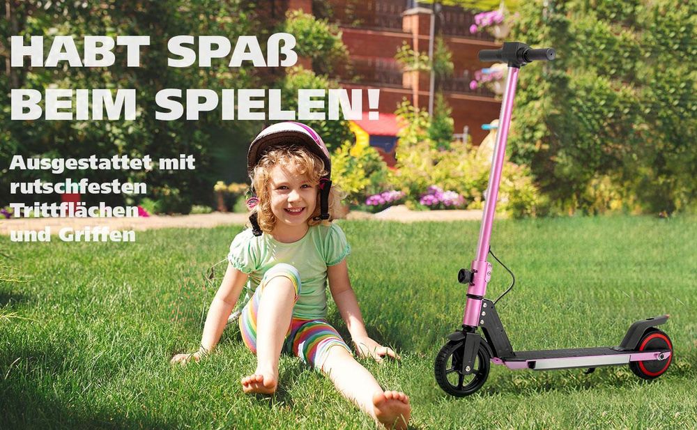 Draixcor Elektro-Kinderroller 6,5 Zoll E-Roller für Kinder 6-15 Jahre, klappbar, LED-Display, Licht, Vollgummireifen, Fußbremse, ca. 5-8 km Reichweite