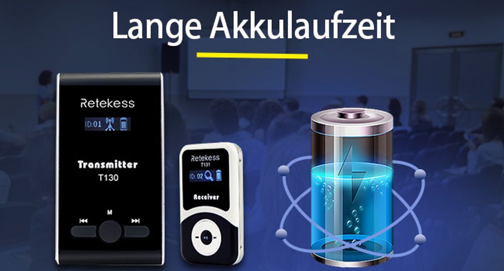 Retekess T130-T131 Tour guide System,60 Meter,99 Kanäle,18H,mit Mikrofon, PLL-Technologie, Geeignet für Reisebüros,Schulungen, Schulbesuche