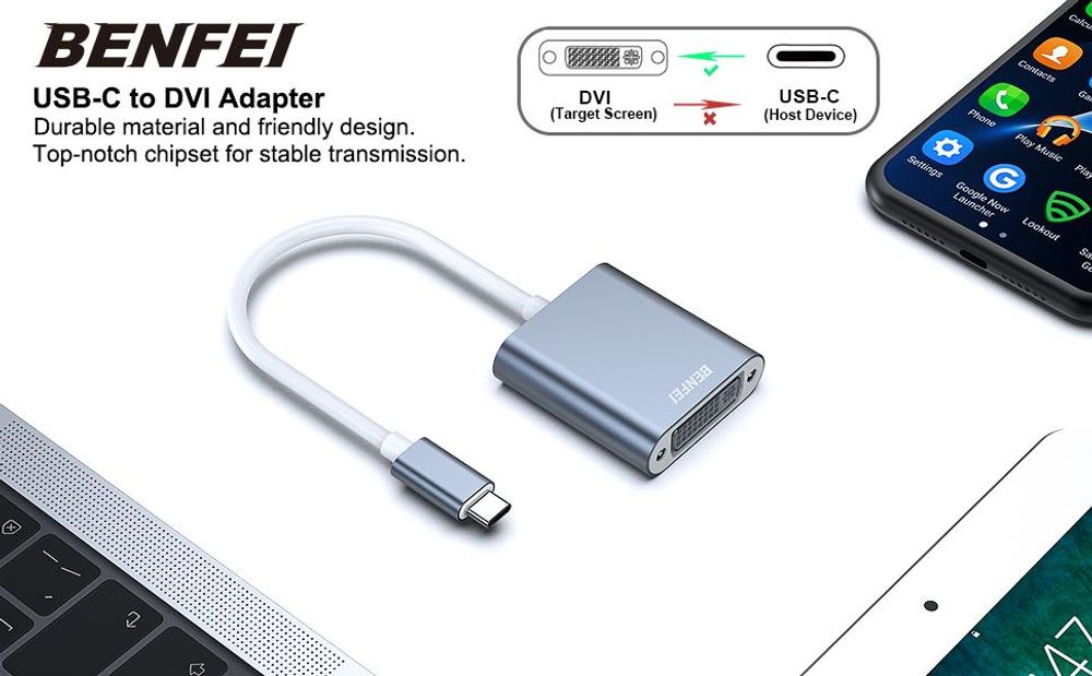 BENFEI Kabeladapter USB C auf DVI Adapter Thunderbolt Kompatibel