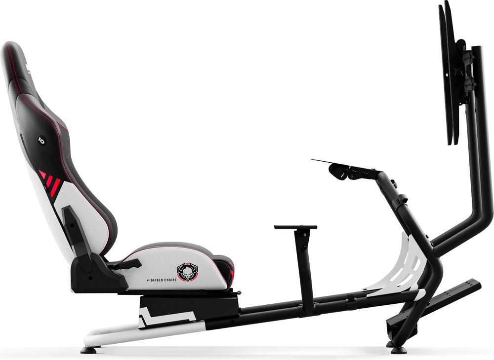 DIABLO Fotel Do Grania na Kierownicy Do Simracingu | Regulowany Funkcjonalny Udźwig 100 kg Uchwyty Na Kable | X-Drive Biało-czarny