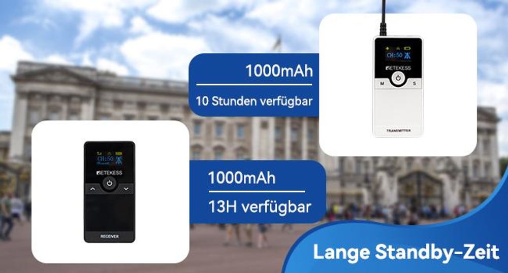 Retekess TT116 Tour guide system , 50-Kanal-Dolmetschersystem, 200 m Lärmreduzierung, Kabelloses Audio System für Tourismus, Kirche, Fabrik, Konferenz