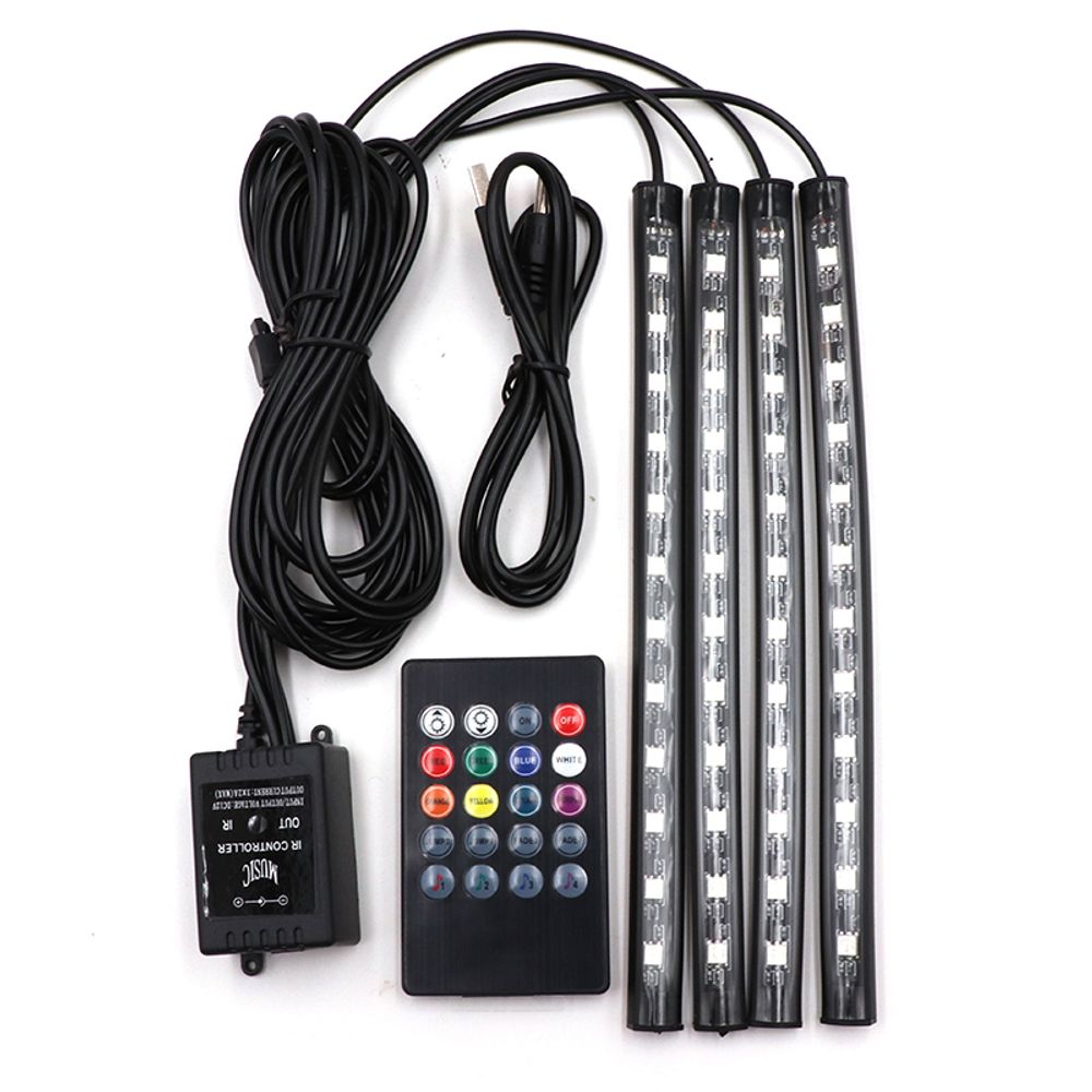 Auto LED Streifen Innenraum Atmosphäre 4pcs Kofferraum Leuchte 48LED KFZ Nachtlicht Deckenleuchte Fußatmosphärenleuchten Autodekoration Retoo