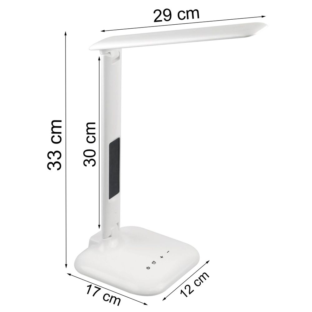 LED Schreibtischleuchte mit Thermometer und Uhr Schreibtischlampe Tischleuchte Leselampe Nachttischlampe Nachttischlampe Tischlampe Bürolampe Weiß Retoo