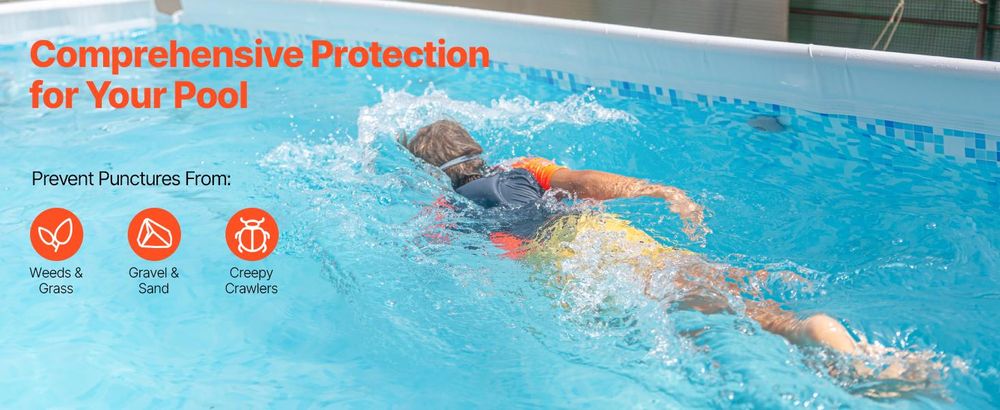 VEVOR Ovaler Poolliner-Pad, 15 x 30 ft Poolliner-Pad für Aufstellpools, extra dicker Poolmatte, verhindert Durchstiche, recyceltes Geotextil-Material Unterlage-Pad, verlängert die Lebensdauer des Liners, Rund 21 ft