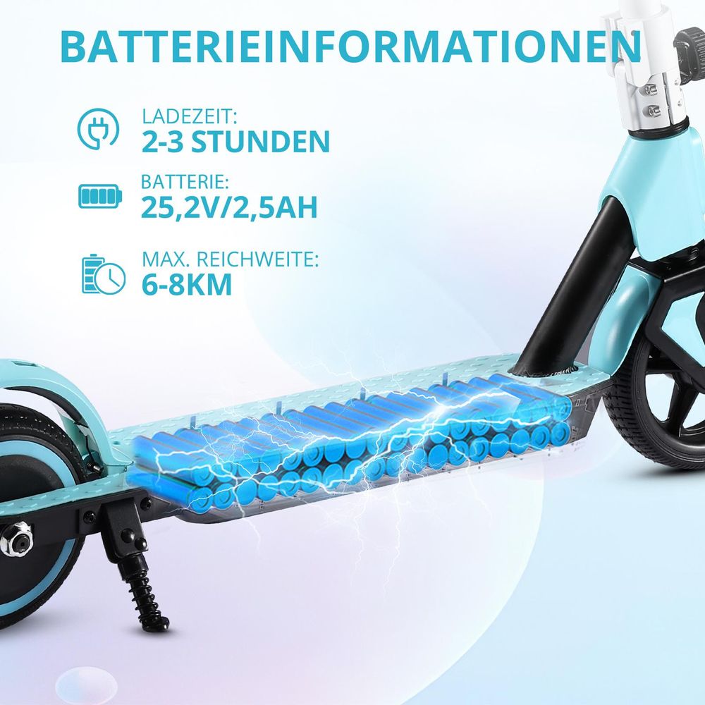 Elektroscooter S2 Blau Elektro Roller Für Kinder mit LED-Lichtern, Klappbar Elektroroller Für Kinder 6-12 Jahren, 130W, E Roller Kinder Geschenk