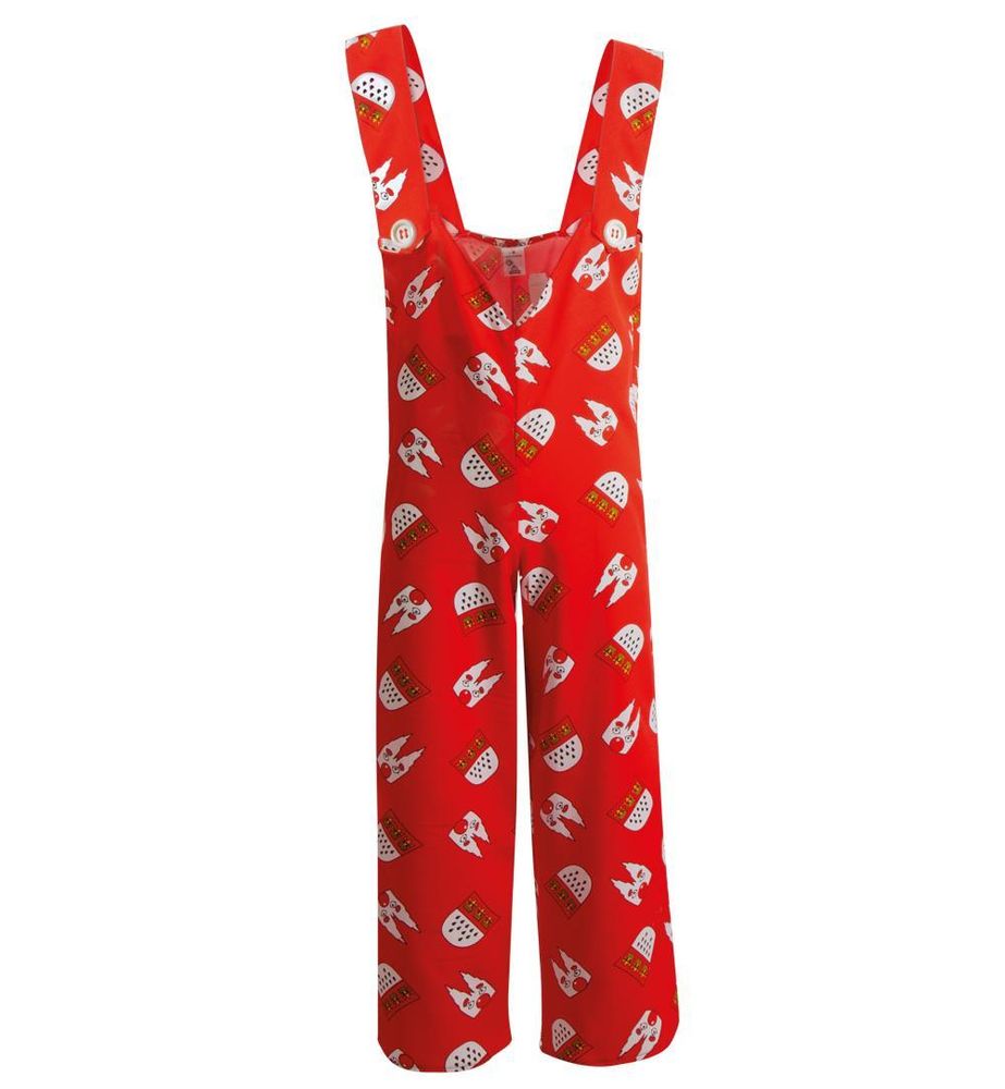 Latzhose Köln rot 1-tlg. Latzhose mit Köln Muster rot-weiß Clownhose für Erwachsene (X-Large)