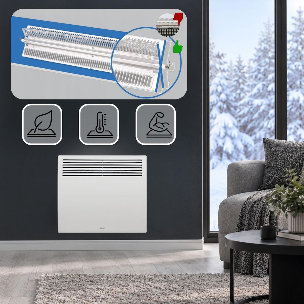 EBERG VECTO 1kW Grzejnik konwektorowy 1000 W Termostat Biały