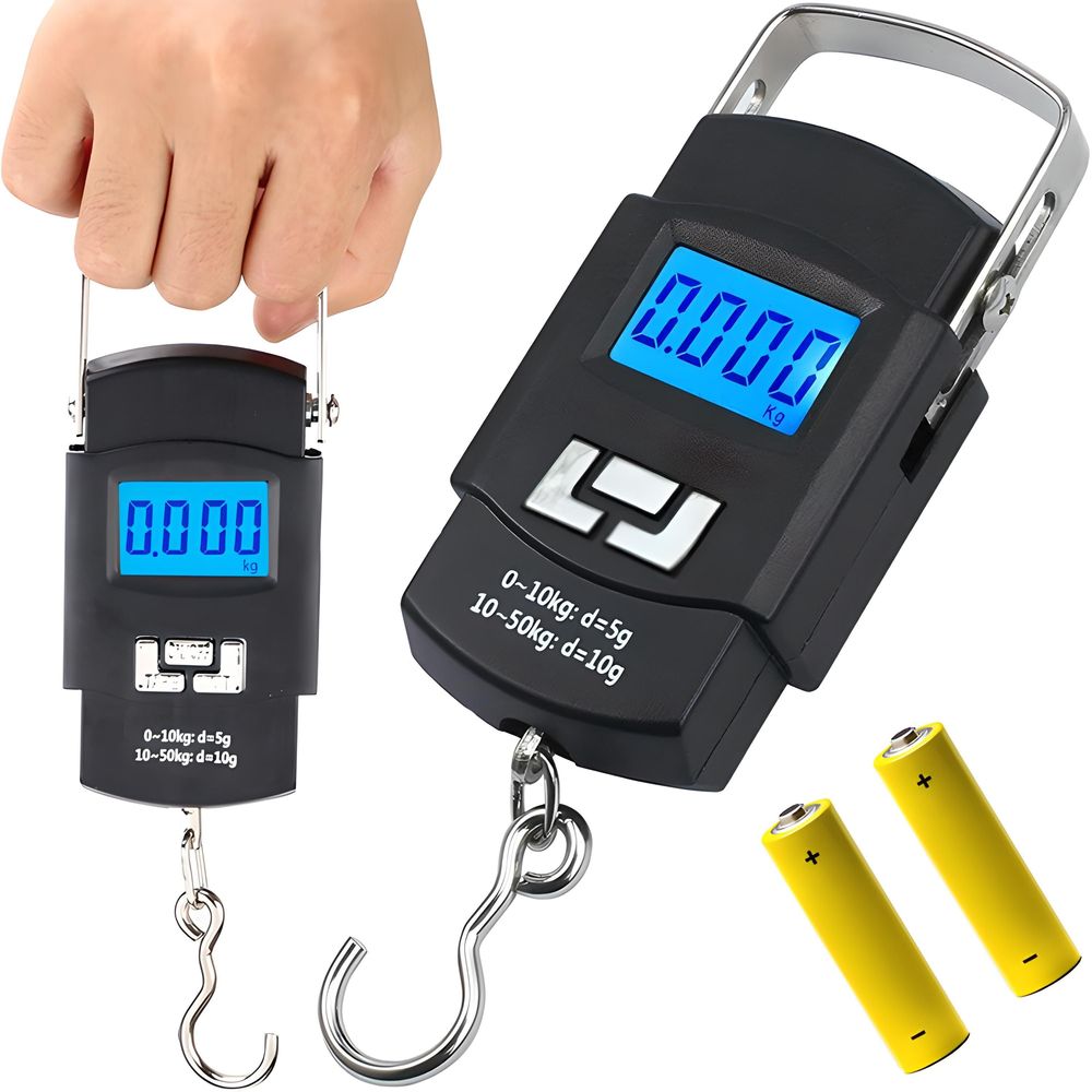 Digitale Kofferwaage Waage LCD Anzeige Gepäckwaage Fischwaagen Hängewaage Handwaage Großem LCD-Anzeige Reisewaage bis 50kg Reisen Gepäck Schwarz Retoo