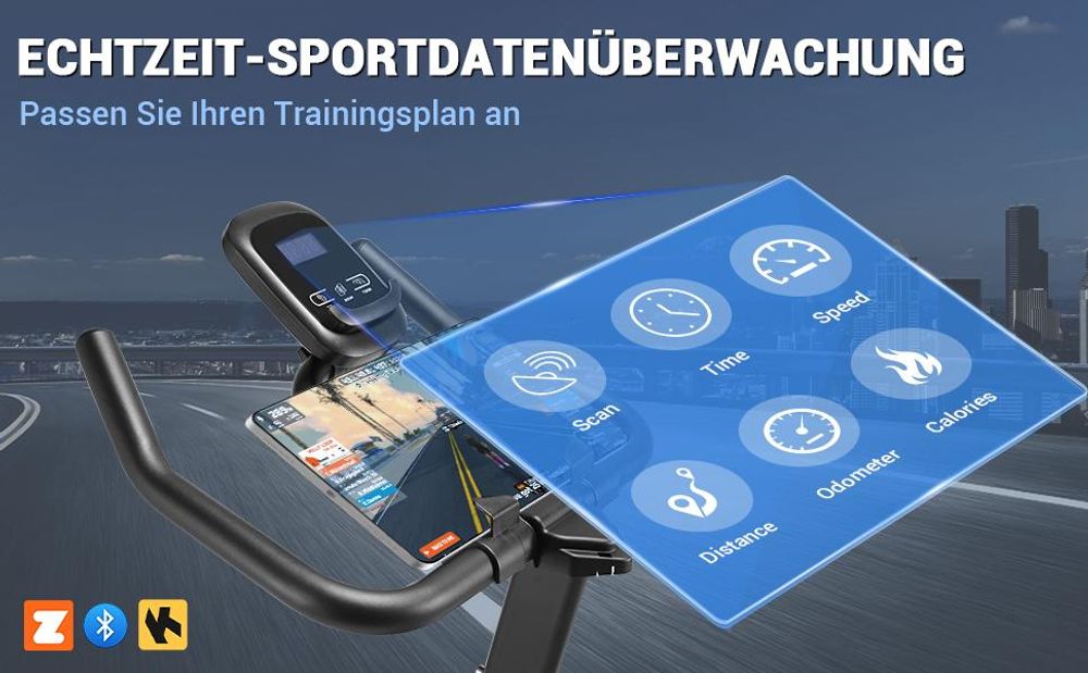 Wenoker Heimtrainer Fahrrad mit Eigener App und Magnetischem Widerstand, Bis 160KG, Indoor Fitnessbike Heimtrainer für Kardio Training