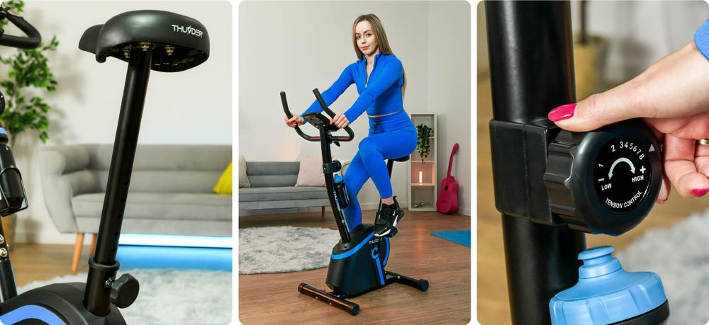 Heimtrainer Fahrrad - THUNDER MICRUS - Magnetbremse 8 Widerstandsstufen, 6 kg Schwungmasse, Pulssensoren, bis 120 kg