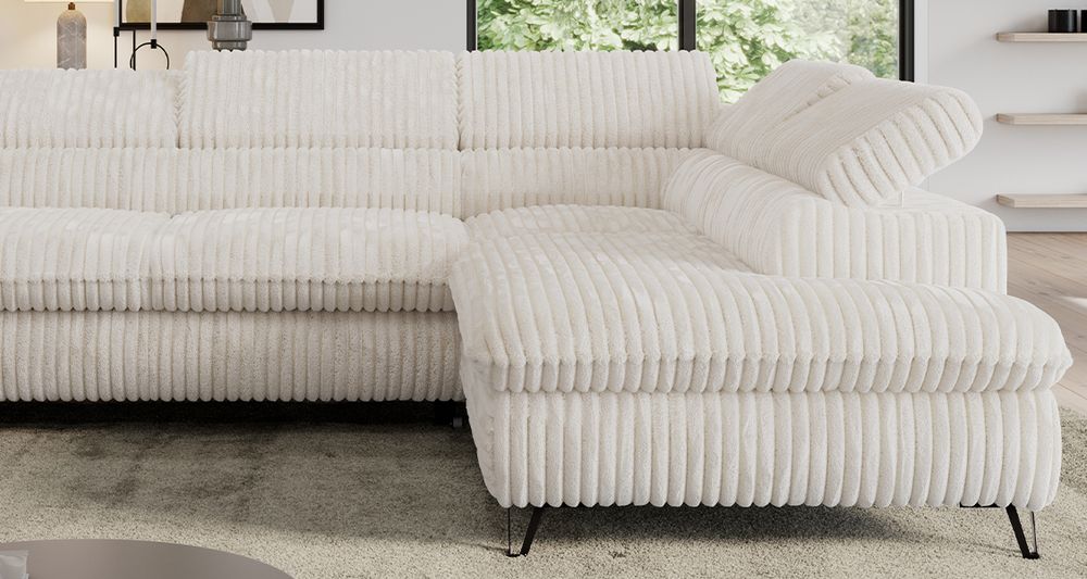 Ecksofa mit beige Cord-Stoff