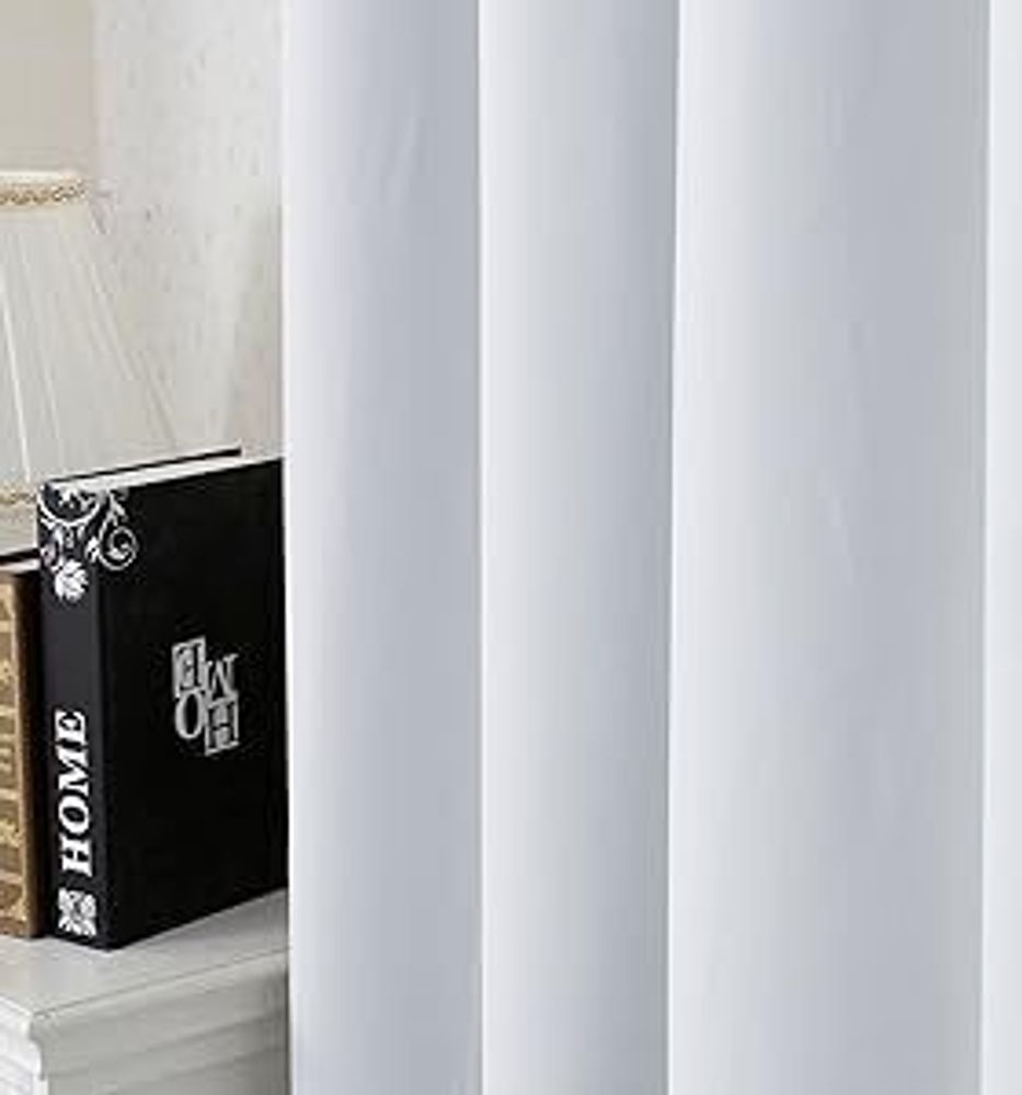 WOLTU 2er Set Gardine blickdicht 250 g/m² mit Kräuselband : Kalk/Grau-Weiß 135x225 cm Farbe: Kalk/Grau-Weiß Größe: 135x225 cm