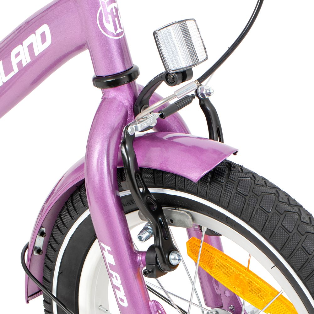 HILAND Starry 12 Zoll Kinderfahrrad für Mädchen ab 3 4 5 6 7 Jahren, mit Stützräder, Gepäckträger, Klingel, Handbremse und Rücktrittbremse, Lila
