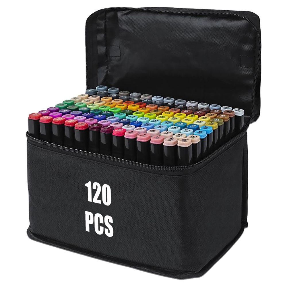 120 farbige Graffiti-Skizzenstifte, fettige Markfarben, Markerstifte Doppelseitiges Marker-Set, Alkoholmarker