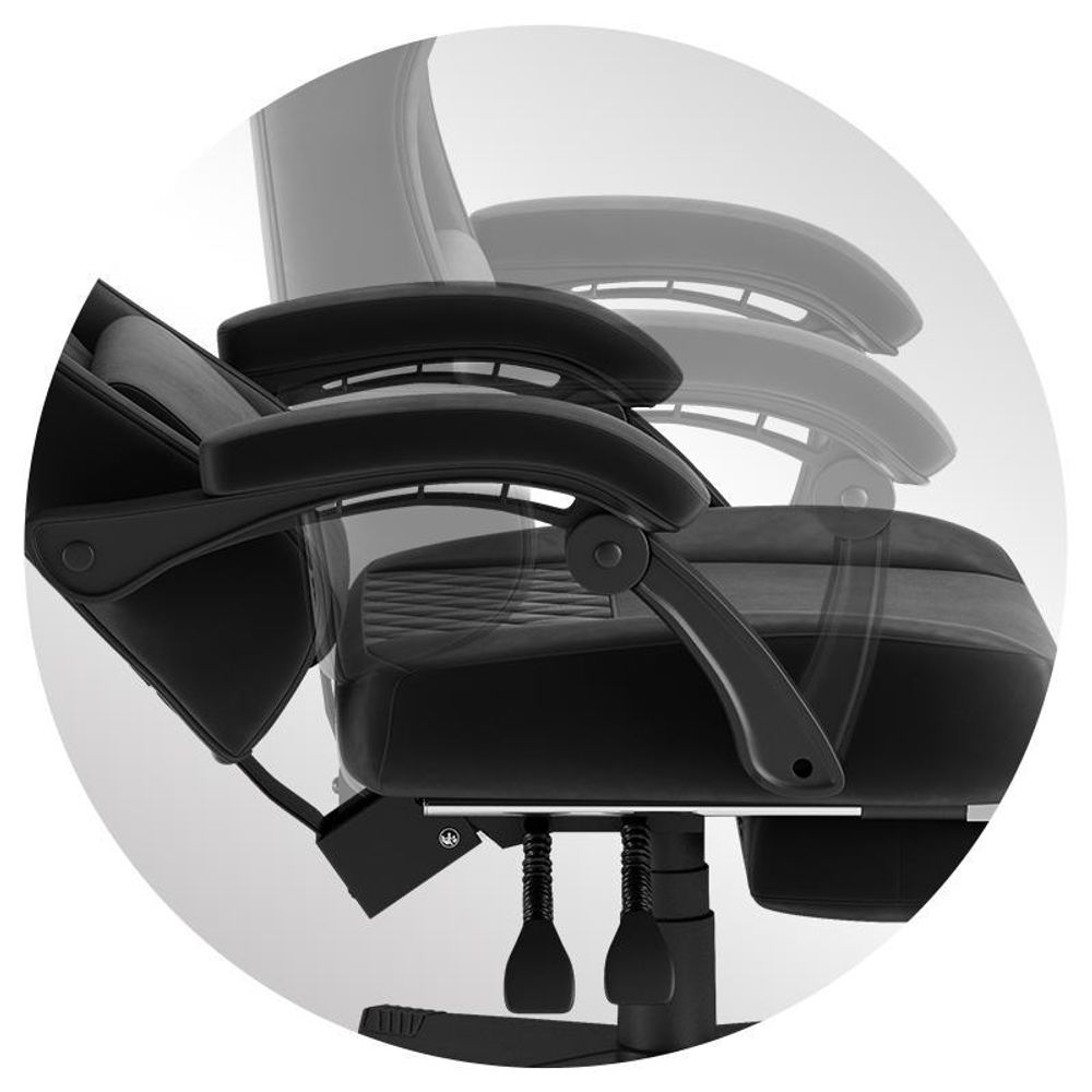 SENSE7 Devon Gaming Stuhl Stoff Schwarz - Ergonomischer Bürostuhl mit Fußstütze PC Schreibtischstuhl Zockerstuhl Alcantara 120 kg