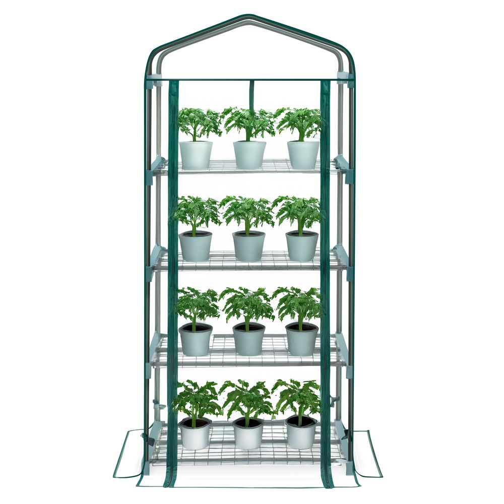 KANWOD Transparent Gewächshaus Garten mit 4 Ablagen mit Aufrollbarer Tür, 158x68x50 cm