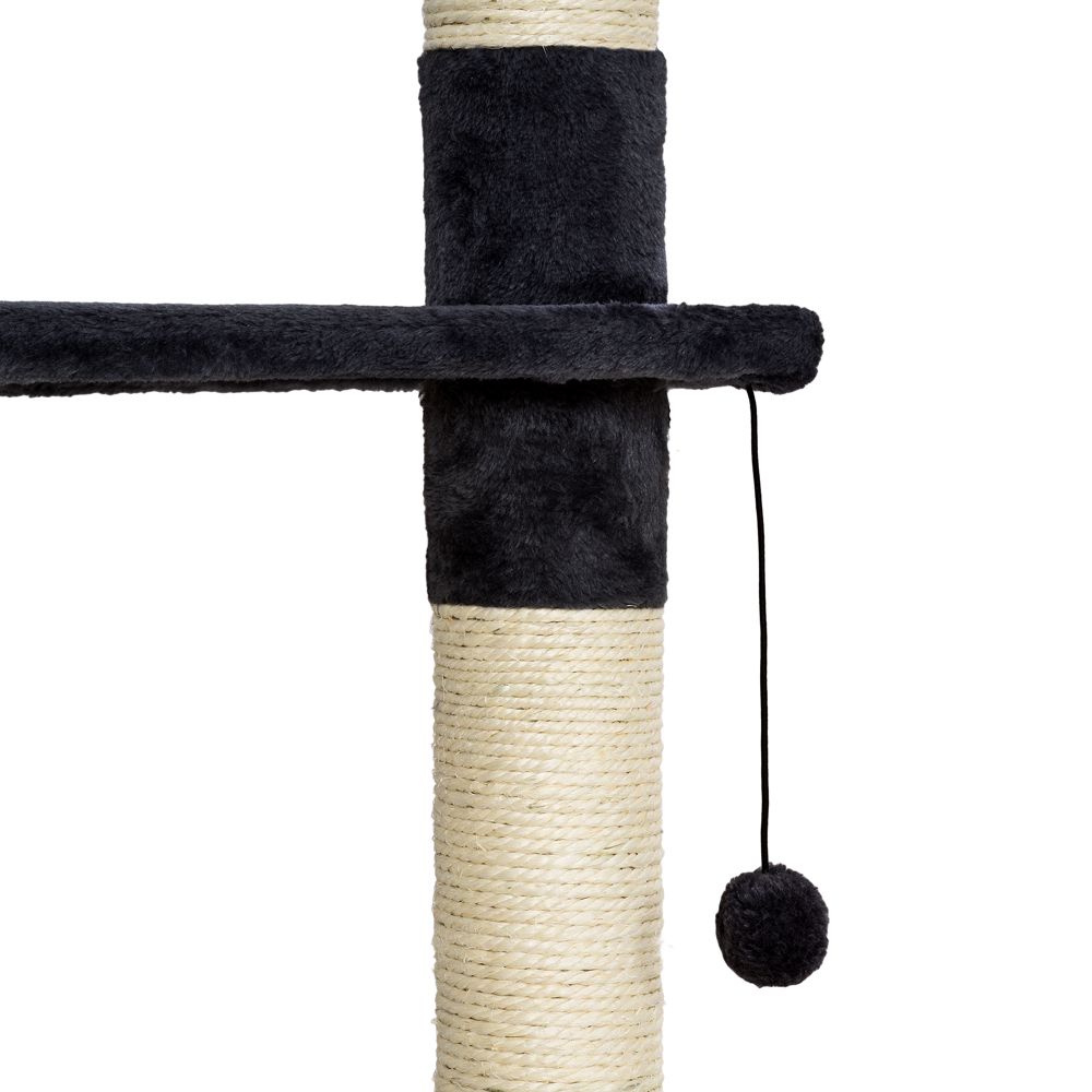 tectake® Kratzbaum Hansi 243 bis 260 cm inklusive 2 Treppen, 2 Spielbällen, Deckenspanner und Kippschutz
