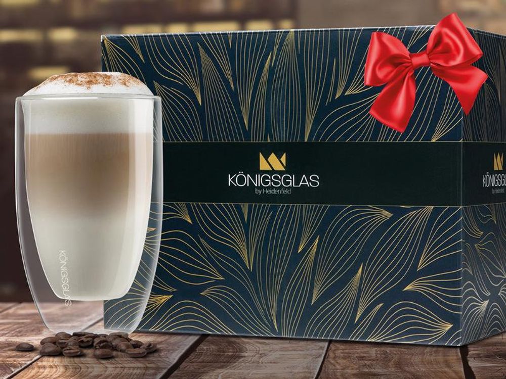 Königsglas Macchiato | 2x300 ml - Latte Macchiato-Gläser Set by Heidenfeld - Doppelwandig - Handgefertigt - Thermogläser - UV-versiegelt (2er Set)