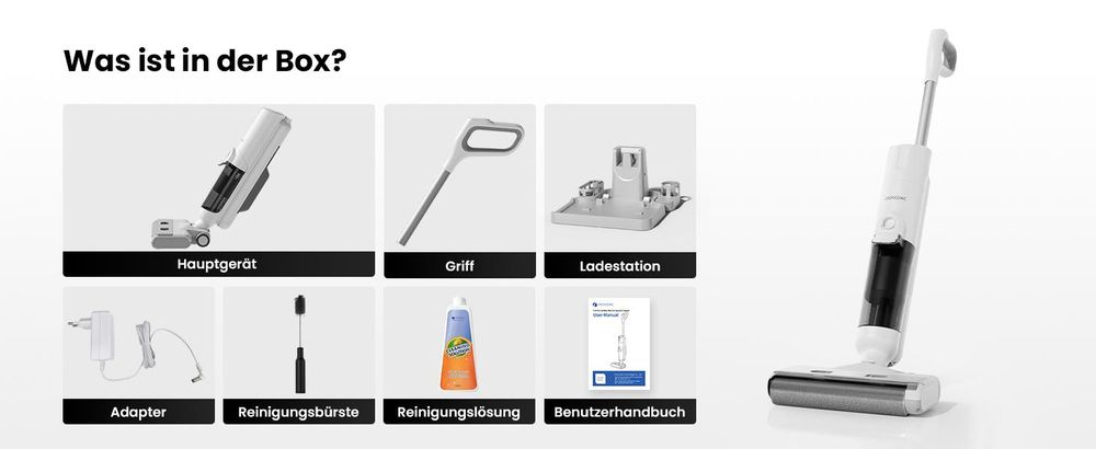 Proscenic FO10 Ultra P Nass- & Trockensauger 60 Min, Smart 3 in 1, Kantenreinigungsbürste,selbstwaschender/selbsttrocknender, für Hartböden, Tierhaare