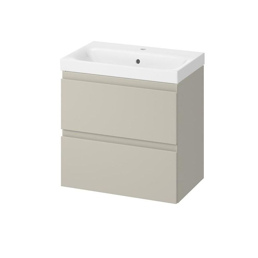 AQUA for you | Badezimmerschrank - CERSANIT MODUO - Waschtisch Set 60 cm – Kaschmir - mit Waschbecken, Unterschrank, Badmöbel Set, Badezimmerschränke