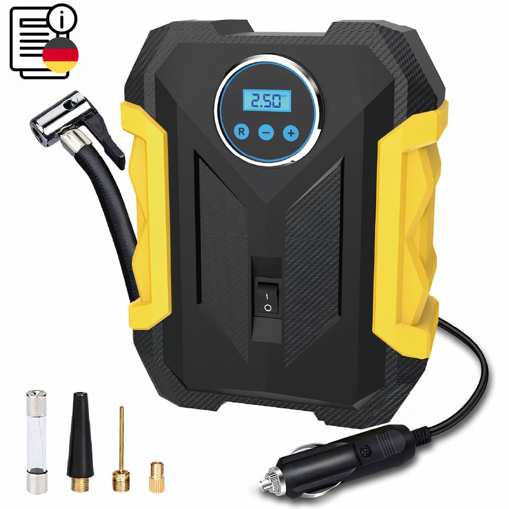 Tragbarer Luftkompressor mit 150 PSI, LED-Licht, digitalem Display, 3m Netzkabel, automatischer Abschaltung, für Auto, Fahrrad, Bälle 12V 120W Retoo