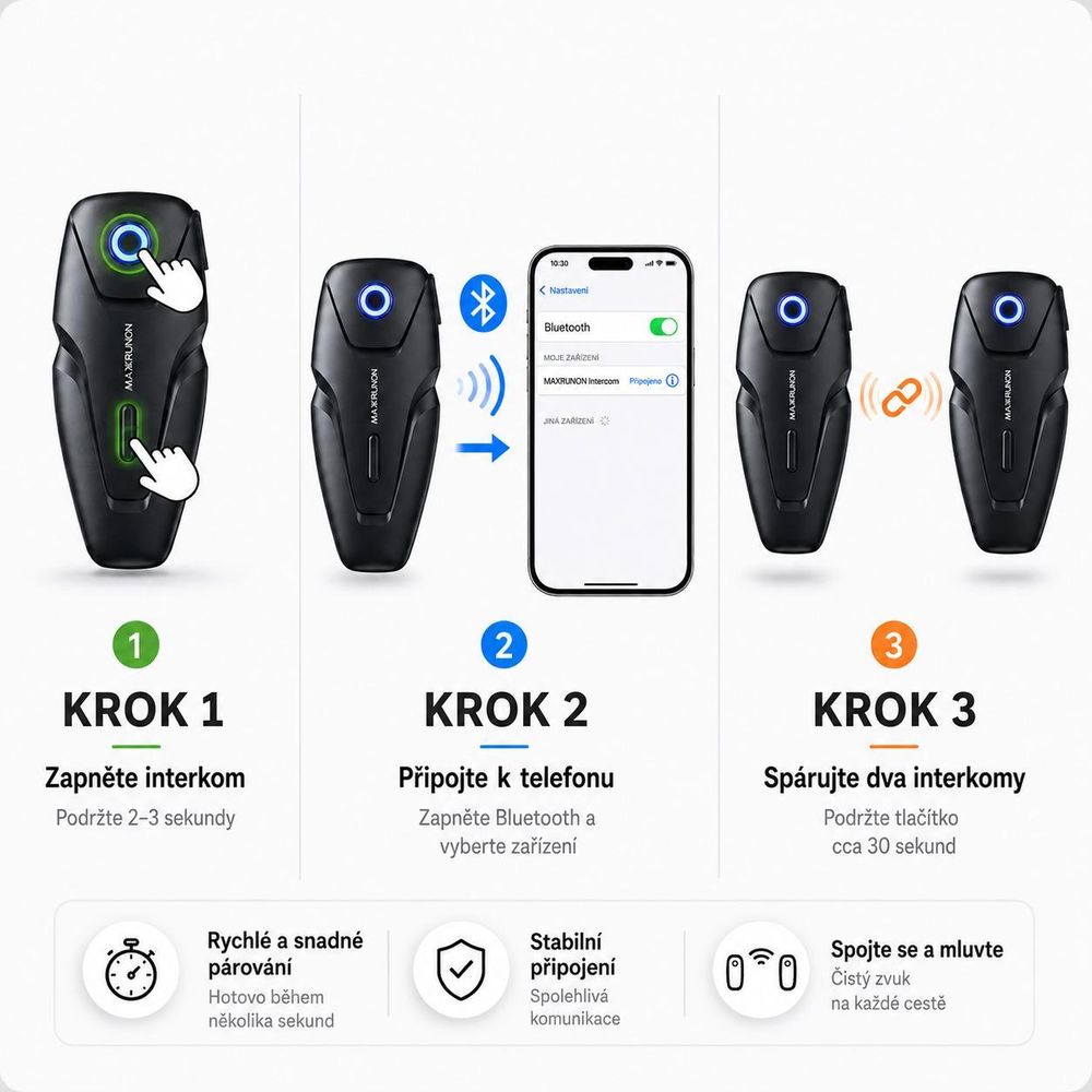 Interkomy X2 Bluetooth 5.3 do helem s možností párování s telefonem i mezi sebou