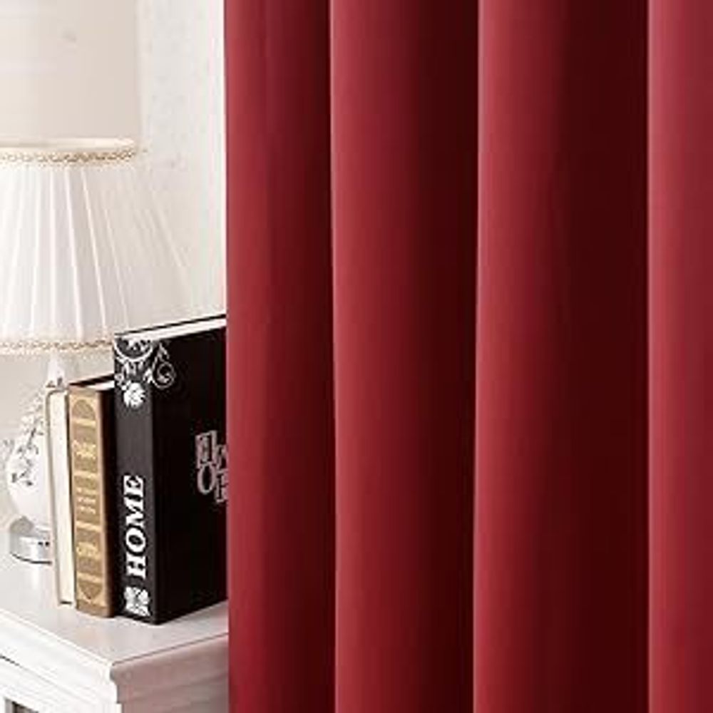WOLTU 2er Set Gardine blickdicht 250 g/m² mit Kräuselband : Bordeaux 135x175 cm Farbe: Bordeaux Größe: 135x175 cm