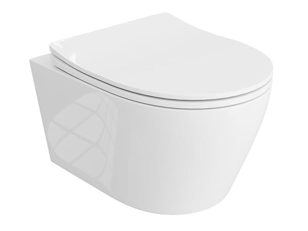 LAVITA Wand-WC Dalia | Hänge Toilette | Toilettendeckel mit Absenkautomatik & Metallscharniere | Toiletten Spülrandlos Hängend | Toilettenbecken | 360x520x410 cm | Weißer Glanz