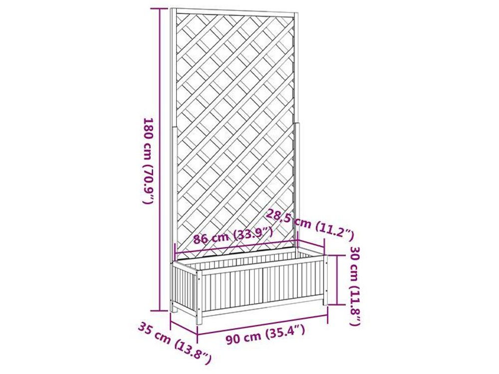 vidaXL Pflanzkübel mit Spalier Braun Massivholz Tanne