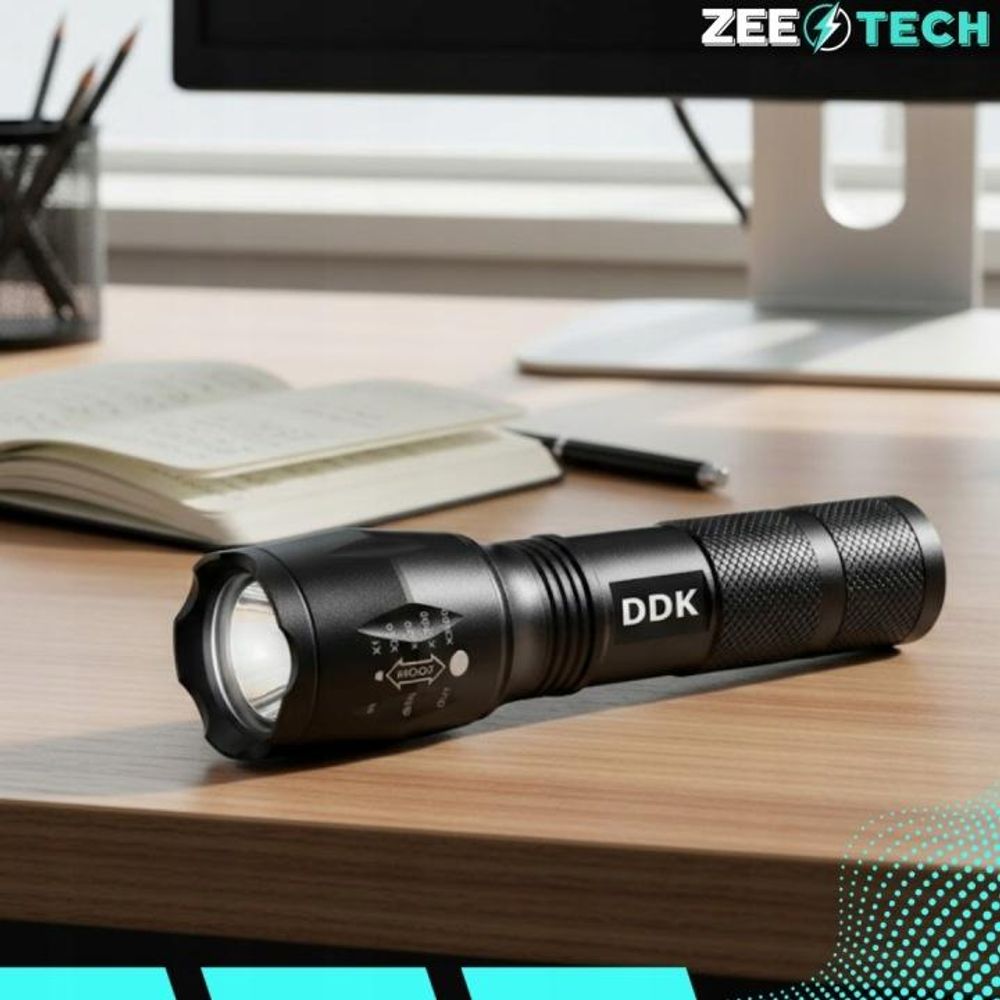 Starke Taschenlampe, Reichweite 800 m, LED mit Zoom, militärisch, wasserdicht, akkubetrieben