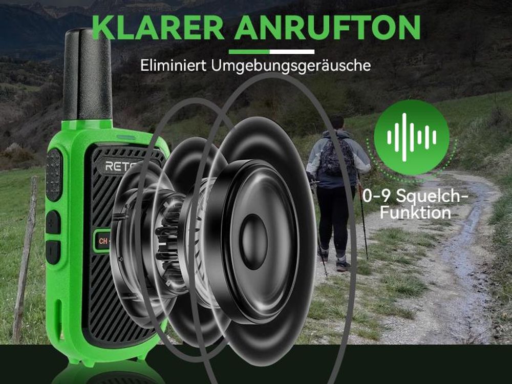 Retevis RT15 Walkie Talkie Kinder, PMR446 Funkgeräte, Freisprech VOX, Mini, 1000 mAh Li-Ionen-Akku, für Campingspiele, Schule, Hausspiele, Urlaub