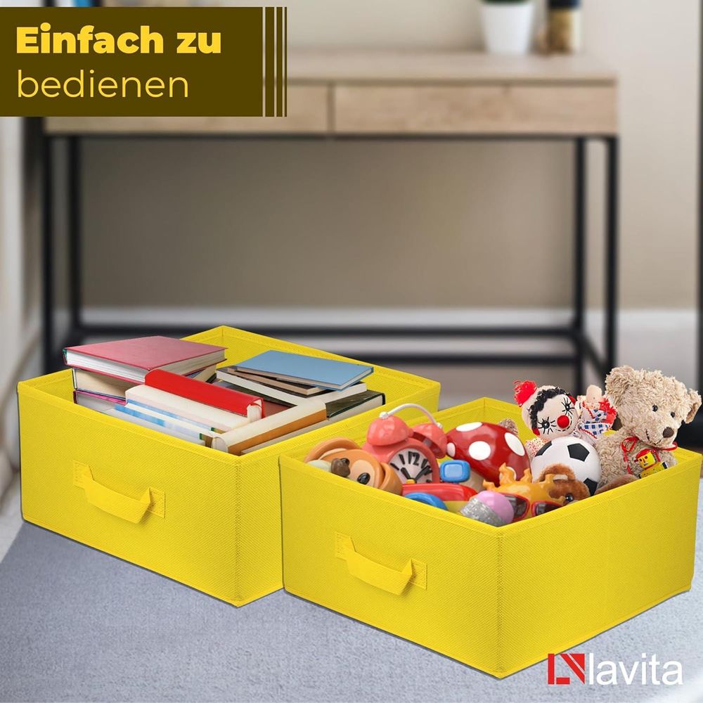 Lavita Storage Box | faltbare Aufbewahrung Boxen 31 x 31 x 15 cm | Schubladen-Organizer Box| Ordnungssysteme für Kleidung | Kleideraufbewahrung & Organisation | Gelb | 4 stück