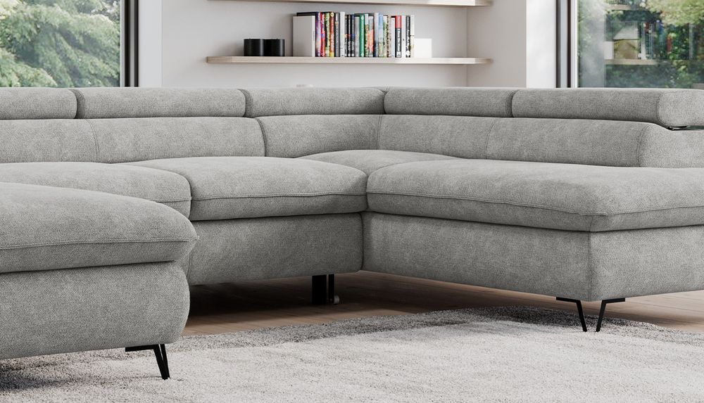 Ecksofa mit grau Velvet-Stoff