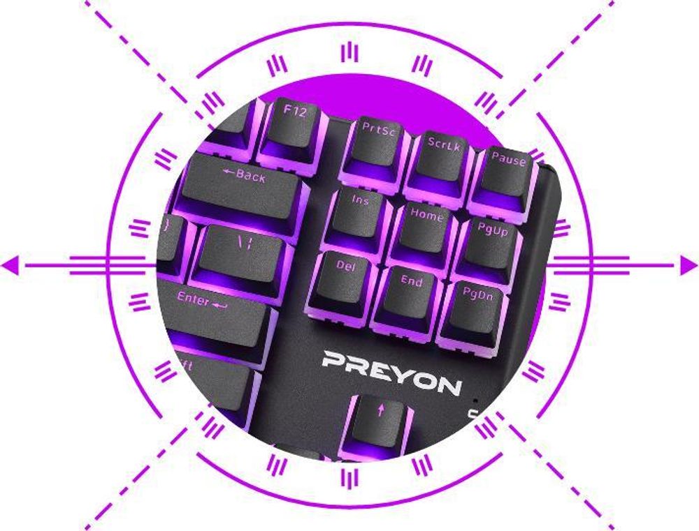 PREYON Brown Blitz Claw Gaming - Klawiatura mechaniczna TKL bez klawiszy numerycznych, przełączniki Gateron Brown, klawisze w kolorze "pudding", podświetlenie RGB, obudowa z aluminium, klawiatura PC, kolor czarny