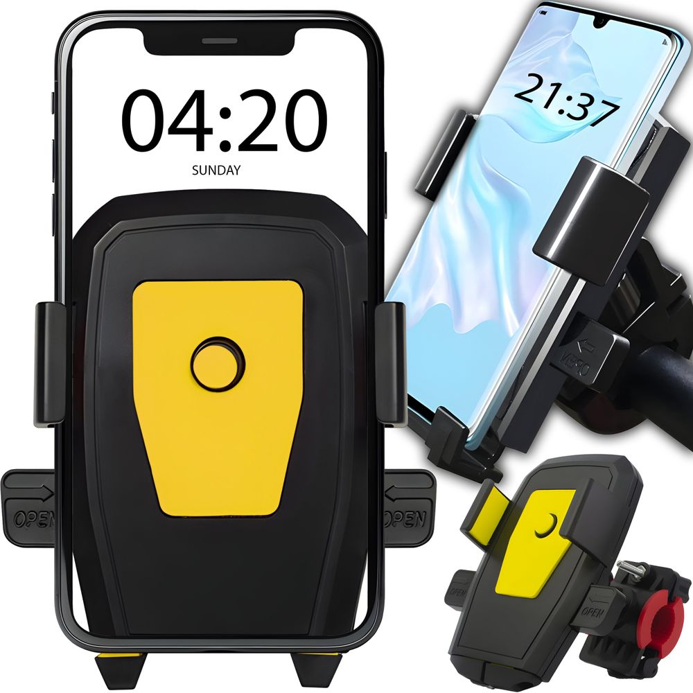 Fahrrad Handyhalterung Universal Bike Halterung Smartphone Lenker Halter für Handy Smartphone 360° Drehbar Motorrad Scooter iPhone Samsung Gelb Retoo