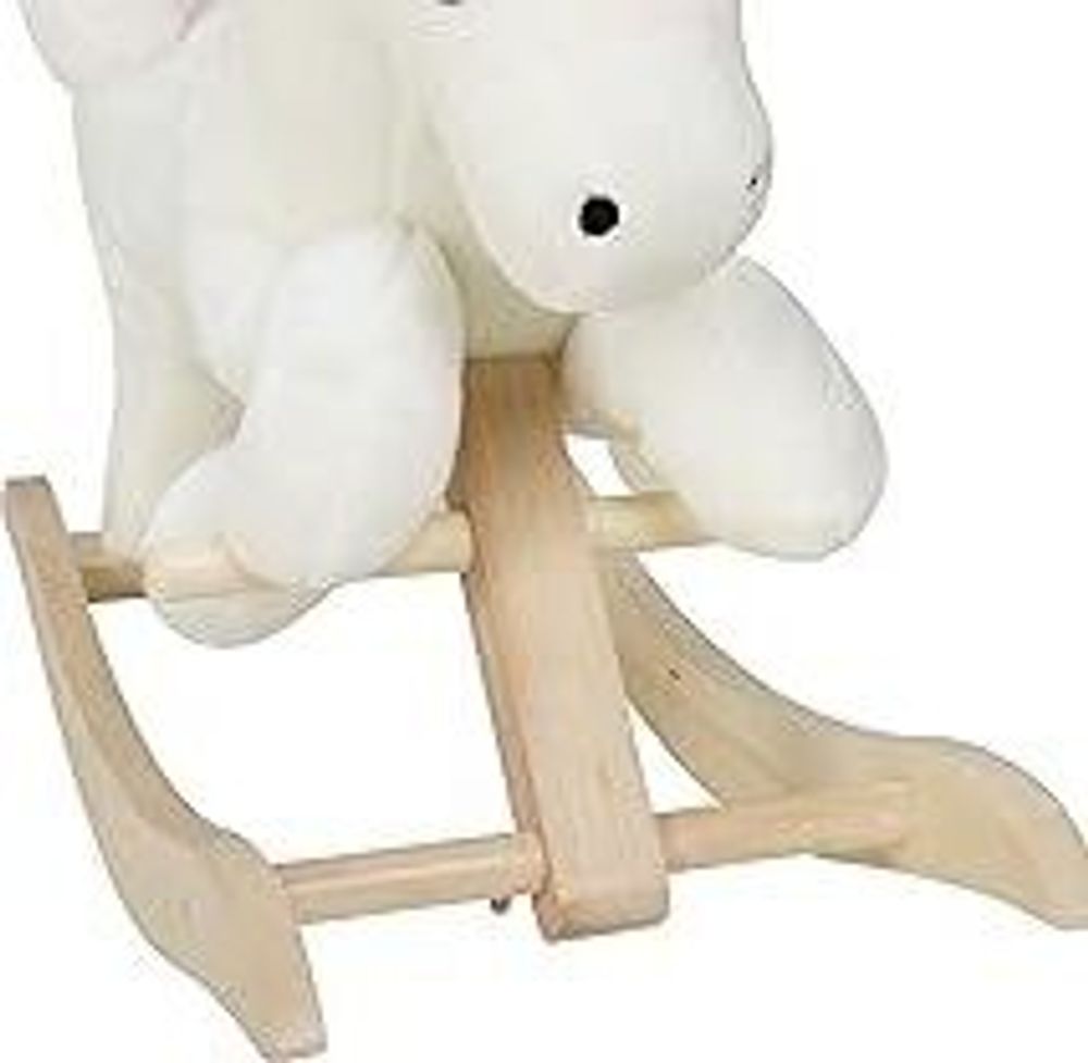 WOLTU Schaukelpferd mit Tiergeräuschen&Haltegriffen, PP-Baumwolle, Weiß+Rosa