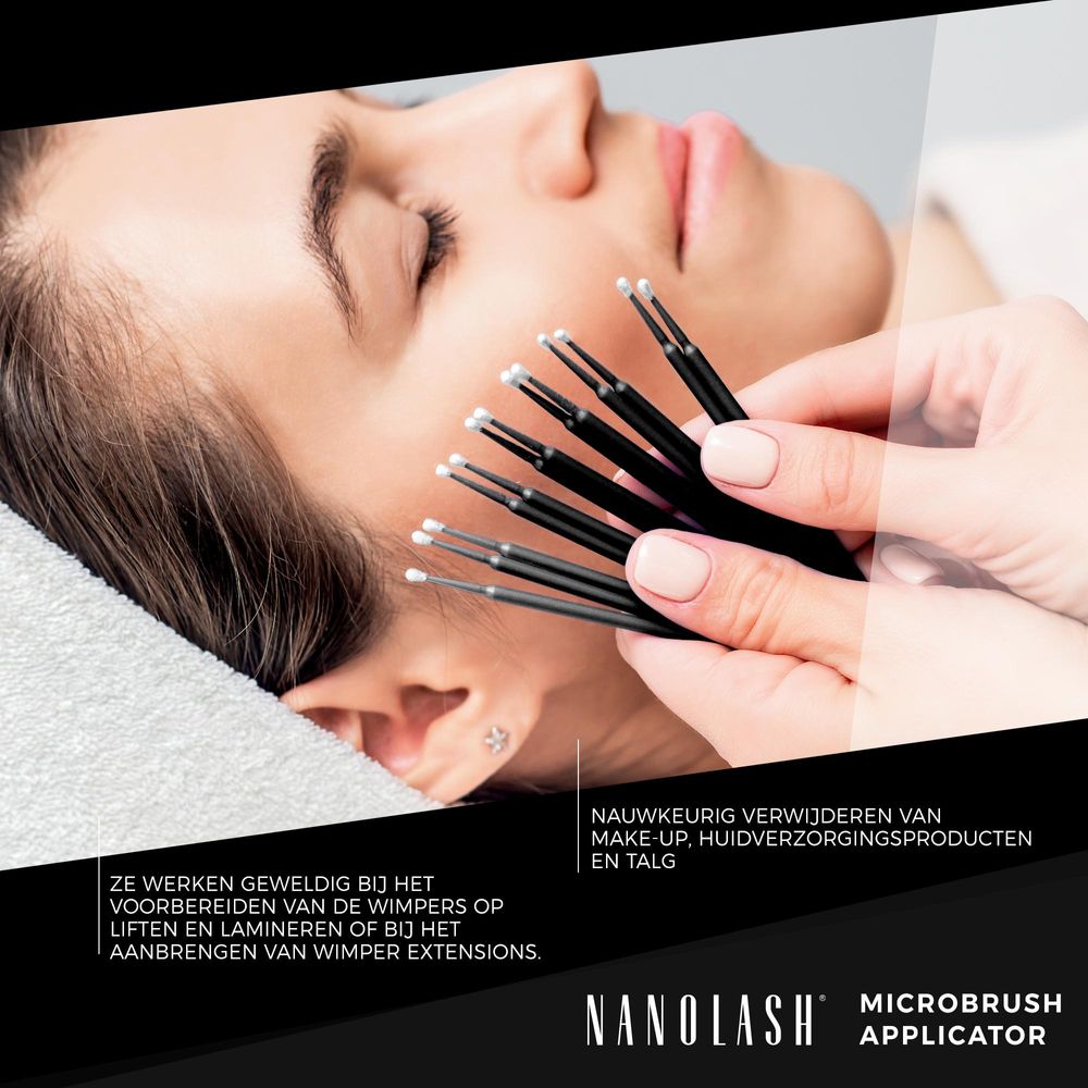 Micro applicator wattenstaafjes 1,5 mm Nanolash 100 stuks - micro borstels, wegwerp applicator wimper extensions