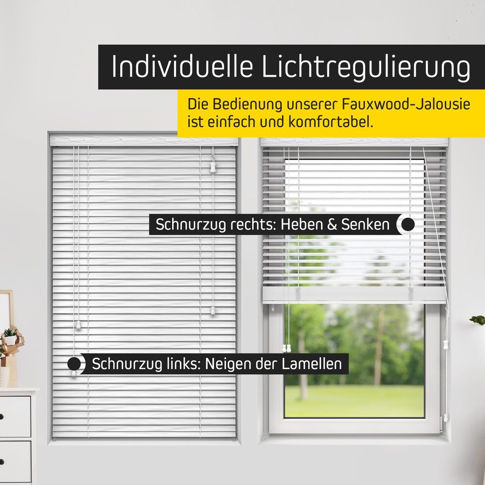 KAYA Jalousie in Holzoptik 35 mm, 140 x 175 cm, holzdunkel strukturiert feuchtigkeitsbeständig, kindersicher & langlebig Victoria M.