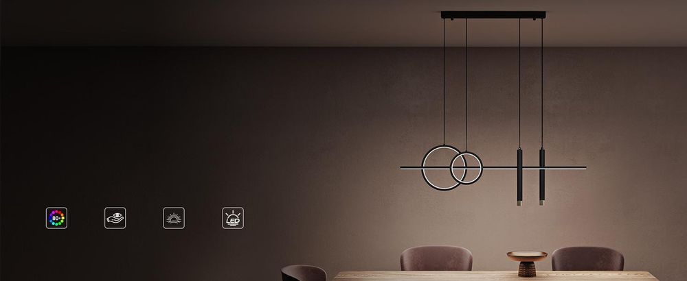 doporro Hängelampe Esstisch 100cm, 30W, Minimalistische LED Pendelleuchte 3000K-6000K, Pendelleuchte für Esszimmer, Gold Luvina09